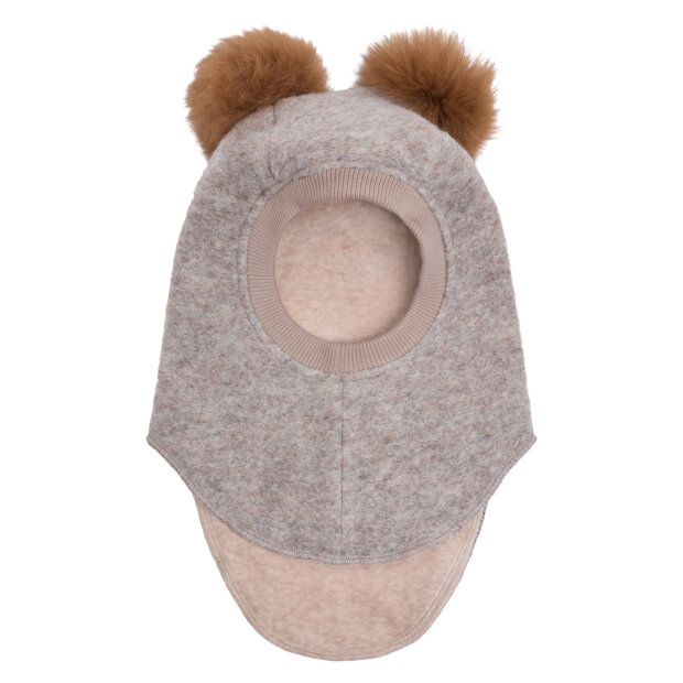 HUTTELIHUT - BALACLAVA WOOL ALPACA POMPOMS | CAMEL MELANGE