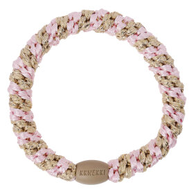 BON DEP - KKNEKKI HÅRELASTIK | LIGHT PINK-BEIGE GLITTER STRIPE