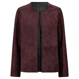 DEPECHE - ZITA 2 IN 1 SHORT JACKET | DEEP PLUM/BLACK COMBI
