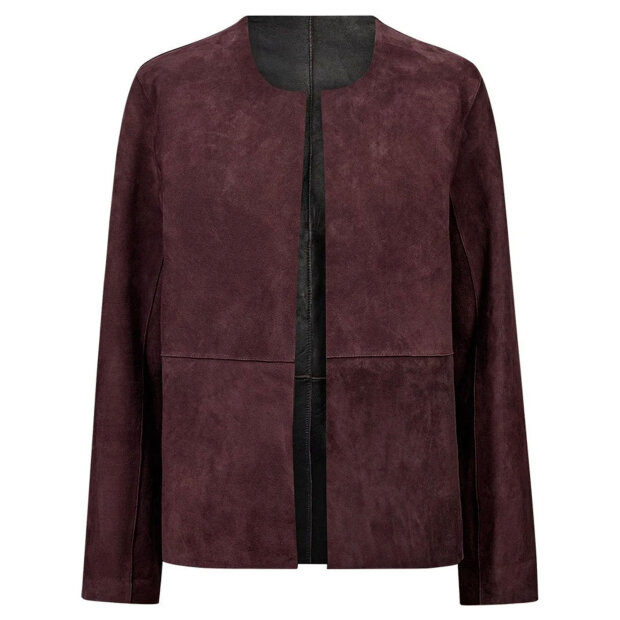 DEPECHE - ZITA 2 IN 1 SHORT JACKET | DEEP PLUM/BLACK COMBI
