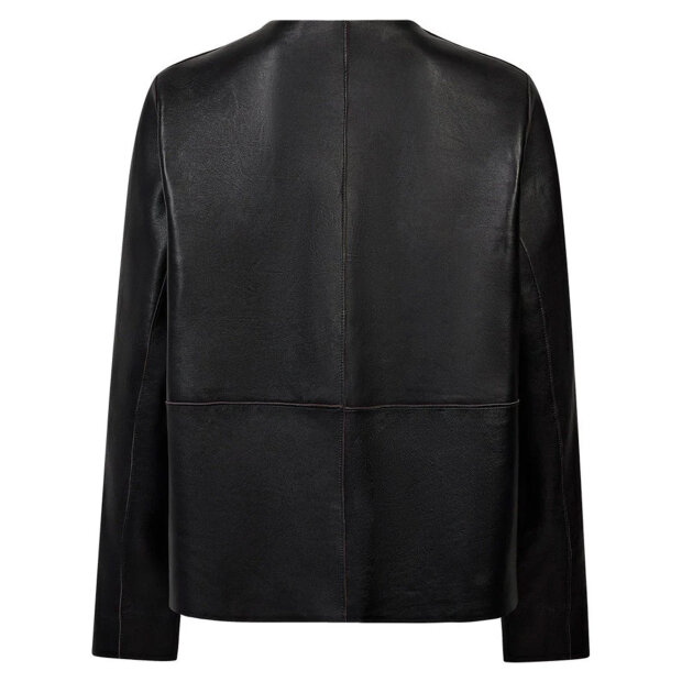 DEPECHE - ZITA 2 IN 1 SHORT JACKET | DEEP PLUM/BLACK COMBI