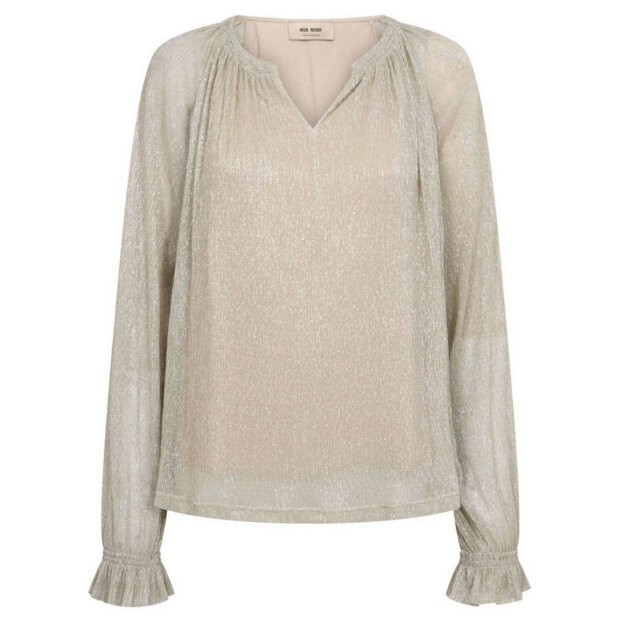MOS MOSH - XIMENA GLAM V-NECK BLOUSE | MOURNING DOVE