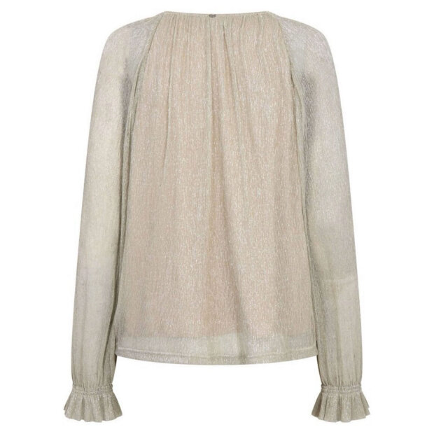 MOS MOSH - XIMENA GLAM V-NECK BLOUSE | MOURNING DOVE