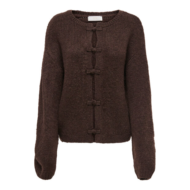 JDY - DINEA L/S ON MANDARIN CARDIGAN | CHOCOLATE BROWN