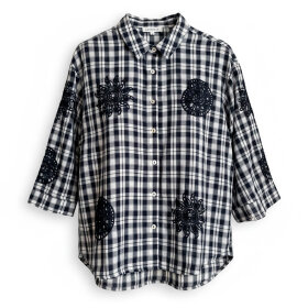 CONTINUE COPENHAGEN - EMILIA CHECK SHIRT | NAVY CHECK