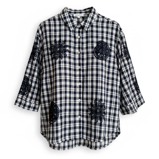 CONTINUE COPENHAGEN - EMILIA CHECK SHIRT | NAVY CHECK