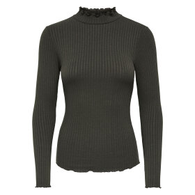 JDY - FRANSISKA L/S HI-NECK TOP | BLACK OLIVE