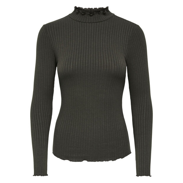 JDY - FRANSISKA L/S HI-NECK TOP | BLACK OLIVE