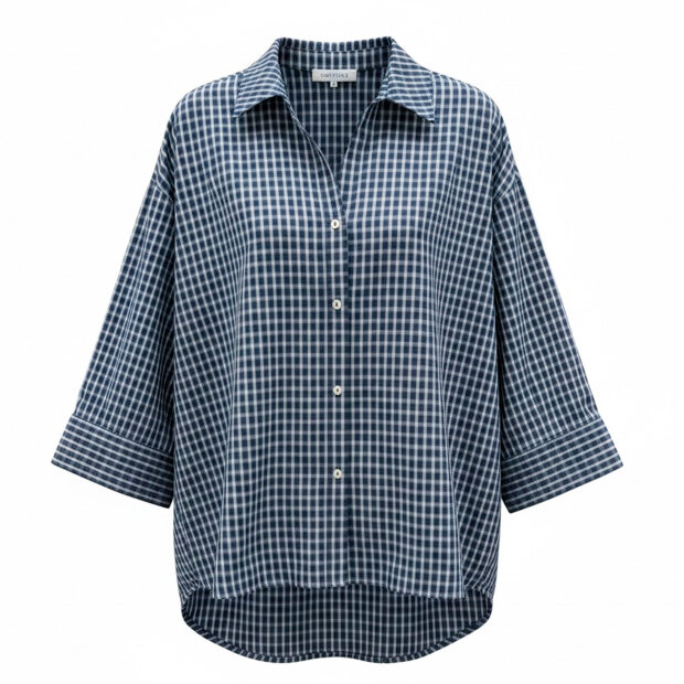 CONTINUE COPENHAGEN - AMBER CHECK SKJORTE | NAVY CHECK