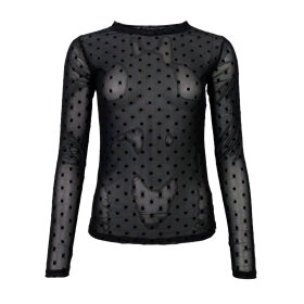 BLACK COLOUR - JENNIE DOTTED MESH BLOUSE | BLACK