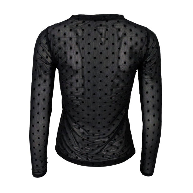 BLACK COLOUR - JENNIE DOTTED MESH BLOUSE | BLACK