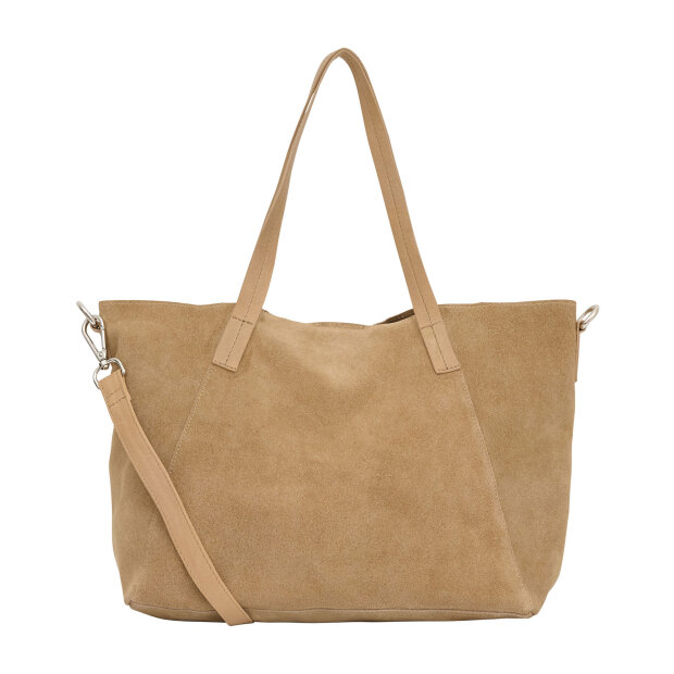 BTF CPH - SUEDE MINI SHOPPER | IVORY W/SILVER