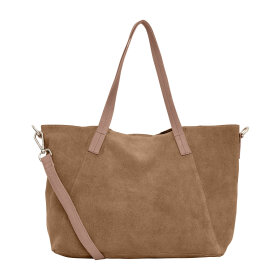 BTF CPH - SUEDE MINI SHOPPER | NUDE BROWN W/SILVER