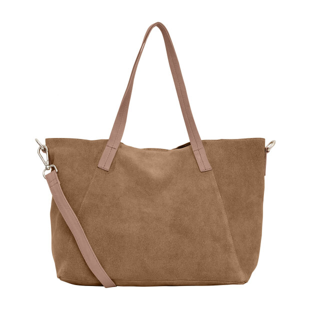 BTF CPH - SUEDE MINI SHOPPER | NUDE BROWN W/SILVER