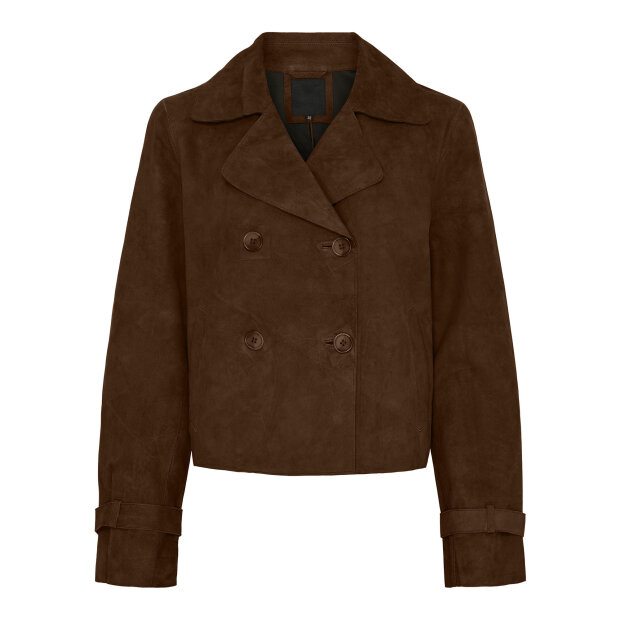NOTYZ - SUEDE SHORT TRENCHCOAT | CHOCOLATE BROWN