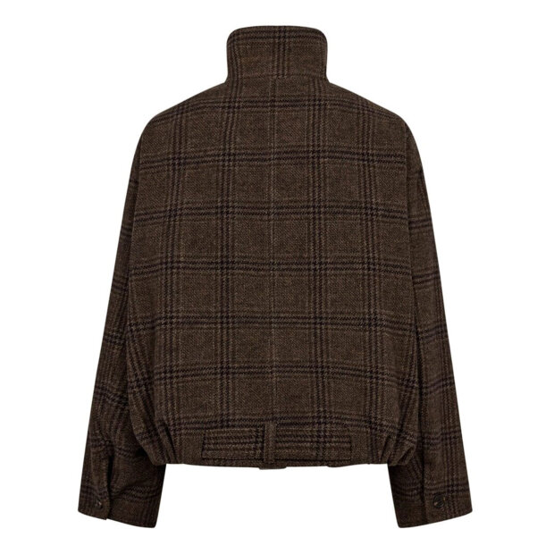 CO COUTURE - OLVA CHECK BALLOON JACKET | DARK BROWN
