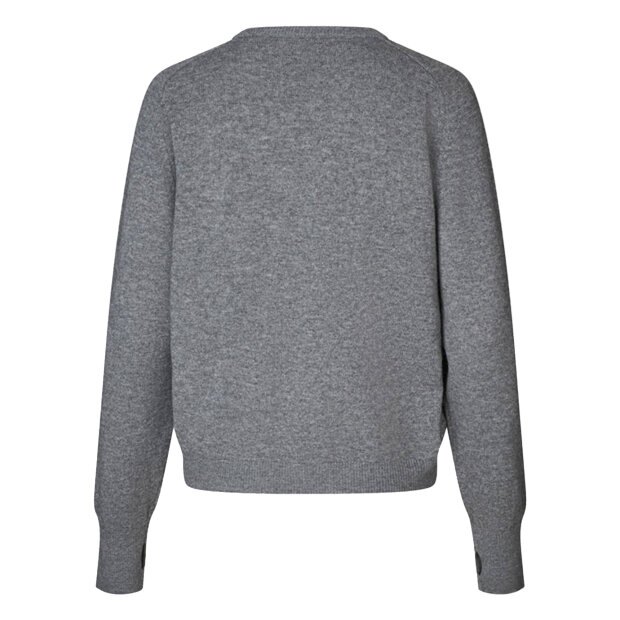 SECOND FEMALE - OLIRA KNIT V-NECK | GREY MELANGE