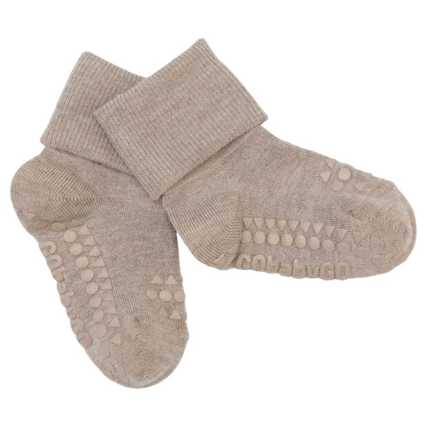 GOBABYGO - SKRIDSIKRE STRØMPER BAMBUS | LIGHT BROWN MELANGE