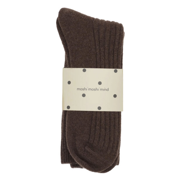 MOSHI MOSHI MIND - COZY RIB SOCKS | BROWN MELANGE