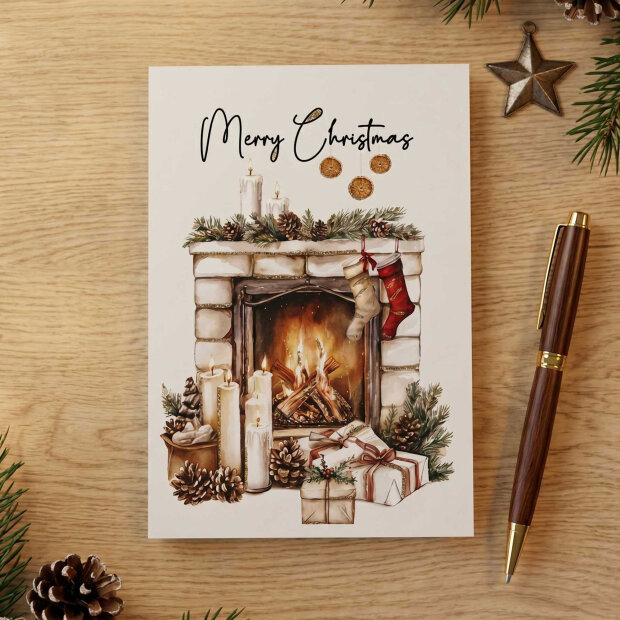 VANILLA FLY - LYKØNSKNINGSKORT | MERRY CHRISTMAS - FIREPLACE