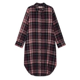 MOSHI MOSHI MIND - REASON SHIRTDRESS CHECK | BURGUNDY/ROSE