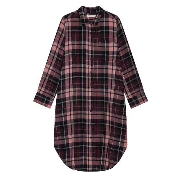 MOSHI MOSHI MIND - REASON SHIRTDRESS CHECK | BURGUNDY/ROSE