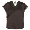 NEO NOIR - BENERA HEAVY SATEEN LACE BLOUSE | DARK BROWN