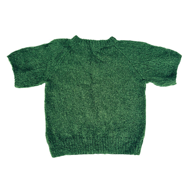 COFFEE BEANIES - IDA KNIT SHORT SLEEVE FLUFFY | BOTTLE GREEEN