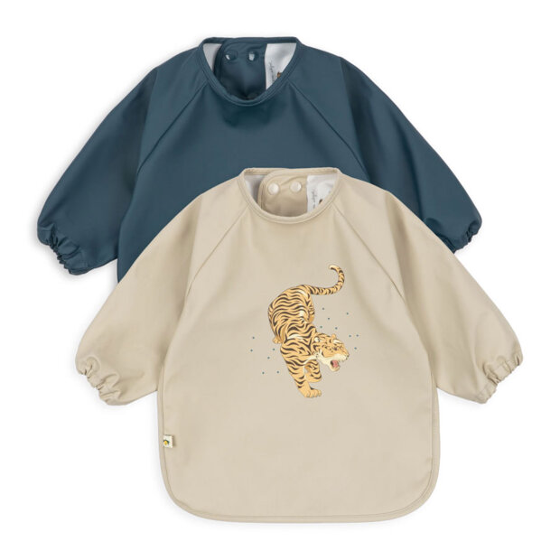 KONGES SLØJD - 2-PACK DINNER BIB W/SLEEVE | TIGER RUGGITO