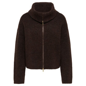 JDY - ZELINA L/S 2 WAY ZIP CARDIGAN | CHOCOLATE TORTE