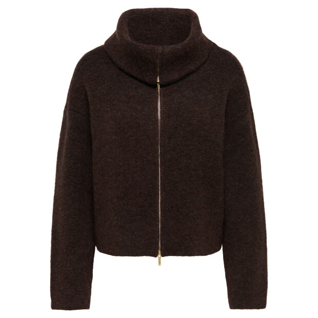 JDY - ZELINA L/S 2 WAY ZIP CARDIGAN | CHOCOLATE TORTE