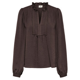 JDY - RACHEL LIFE L/S PINTUCK TOP | COFFEE BEAN