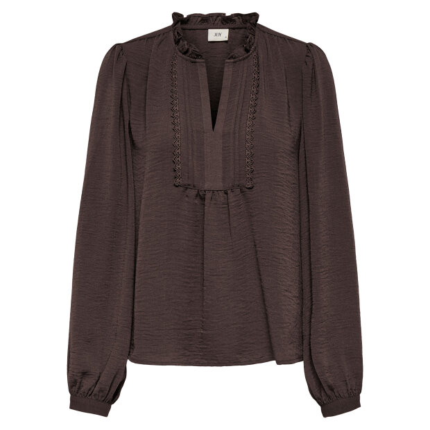 JDY - RACHEL LIFE L/S PINTUCK TOP | COFFEE BEAN