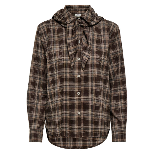 JDY - ELODY L/S CHECK SHIRT | COFFEE BEAN