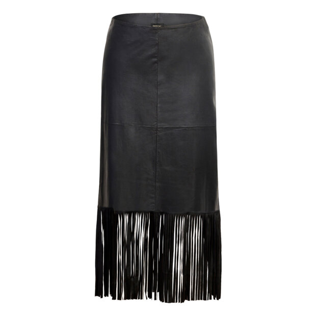 DEPECHE - SAFINA FRINGES SKIRT | BLACK