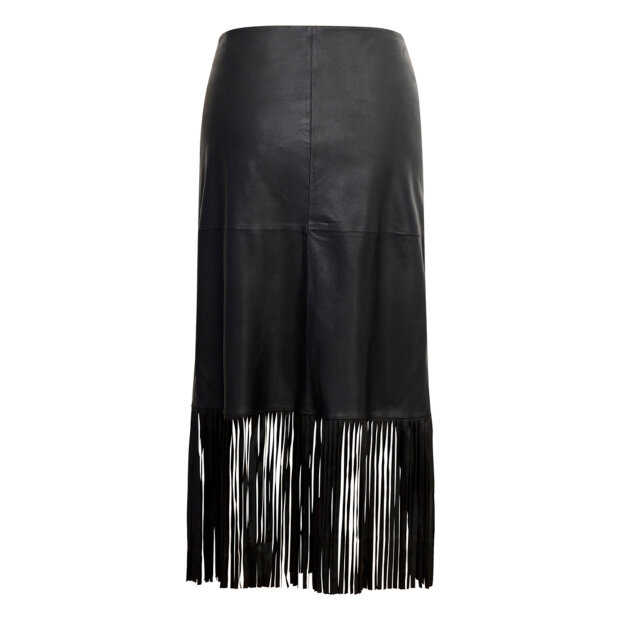 DEPECHE - SAFINA FRINGES SKIRT | BLACK