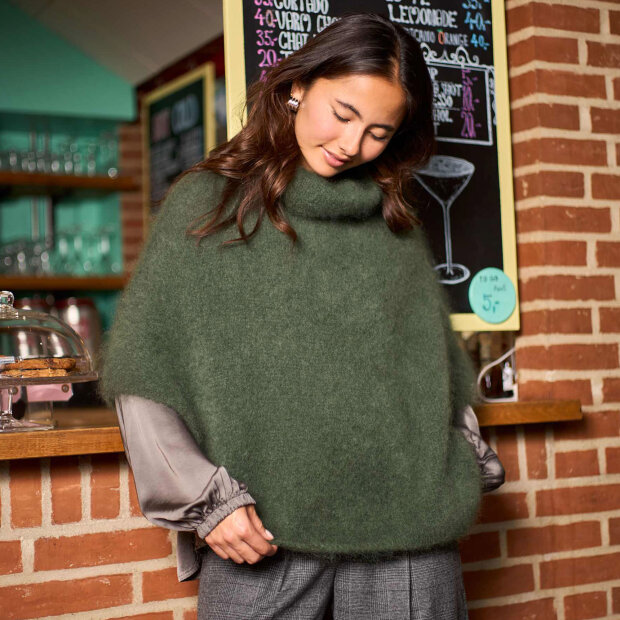 BLACK COLOUR - BJOERK ROLL NECK PONCHO | ARMY