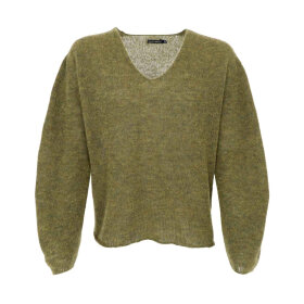 BLACK COLOUR - DELL LS V-NECK JUMPER | DK. LIME