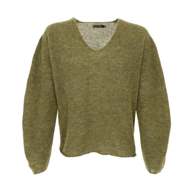 BLACK COLOUR - DELL LS V-NECK JUMPER | DK. LIME