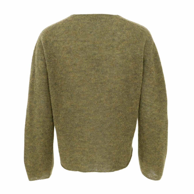 BLACK COLOUR - DELL LS V-NECK JUMPER | DK. LIME