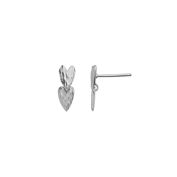 STINE A - TWO LOVE HEARTS EARRING 1PC | SØLV