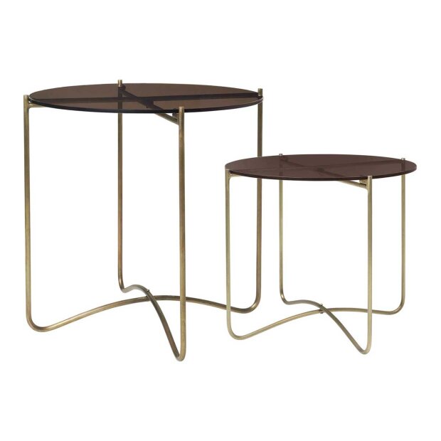 COZY LIVING - GLASS TABLE SMALL, ROSE/BRASS
