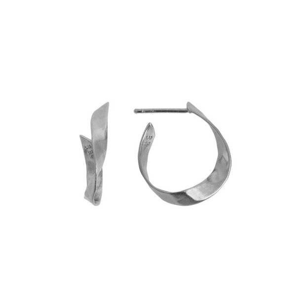 TWISTED HAMMERED CREOL EARRING - LEFT 1PC | SØLV