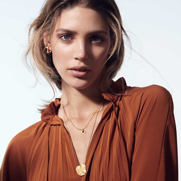 ENAMEL COPENHAGEN - SOLEIL NECKLACE | FORGYLDT M/PETROL GREEN