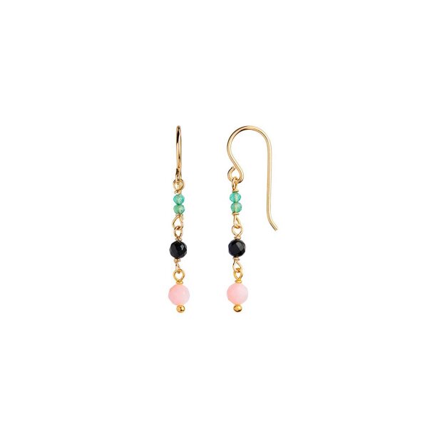 STINE A - PETIT STONE EARRING ON HOOK - GREEN FORREST 1PC | FORGYLDT
