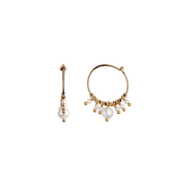 PETIT HOOP WITH WHITE PEARLS EARRING 1PC | FORGYLDT