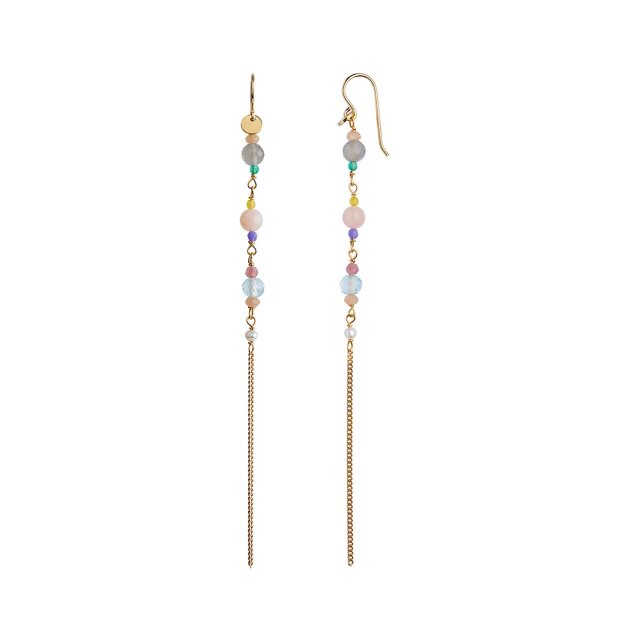 STINE A - LONG EARRING WITH STONES AND CHAIN - CANDY FLOSS MIX 1PC | FORGYLDT