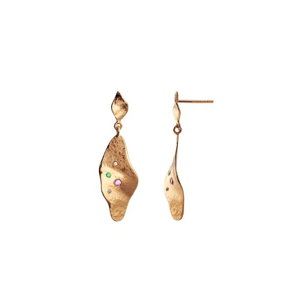 Billede af Dangling Ile De L'amour Earring With Stones 1pc | Forgyldt Fra Stine A
