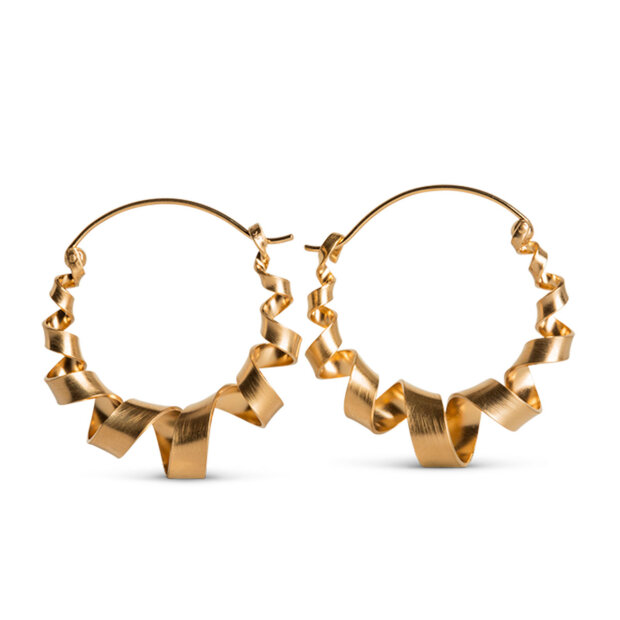 JANE KØNIG - CURLY HOOPS ØRERINGE LARGE 1 PC | FORGYLDT