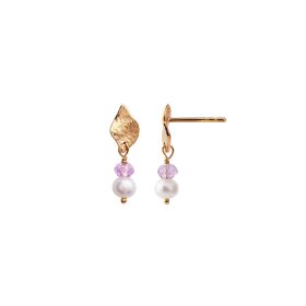 STINE A - ILE DE L'AMOUR WITH PEARL AND LIGHT AMETHYST ØRERING 1PC | FORGYLDT